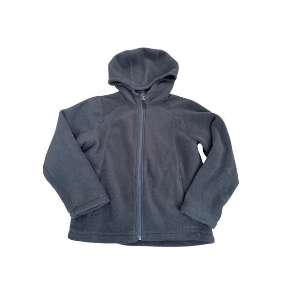 L.L. Bean Black Hooded Fleece Jacket Womens Size S Full-Zip Lightweight Warm Pol - Picture 1 of 5